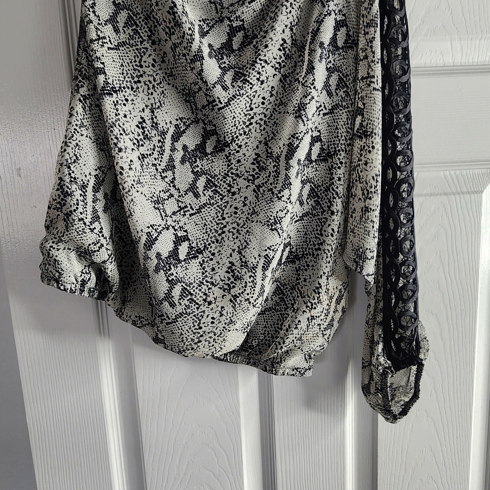 Black and White Snake Print Blouse